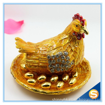 Gold Hens Trinket Box Home Decorative Box Jeweled Trinket Boxes